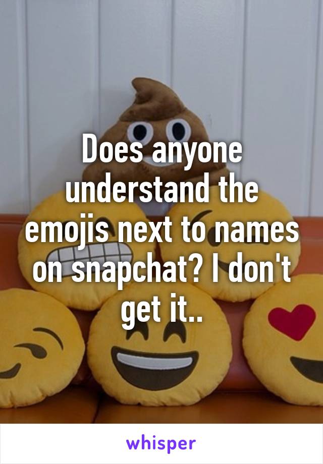 Does anyone understand the emojis next to names on snapchat? I don't get it..