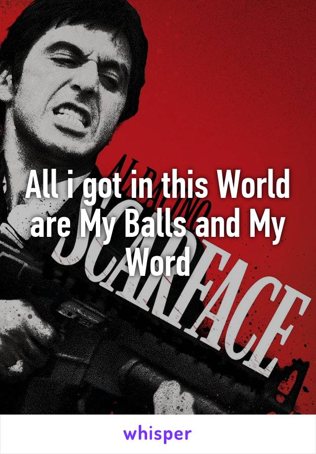 All i got in this World are My Balls and My Word