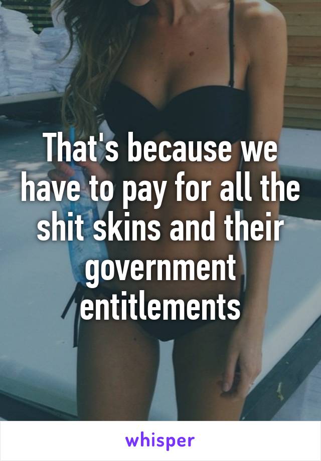 That's because we have to pay for all the shit skins and their government entitlements