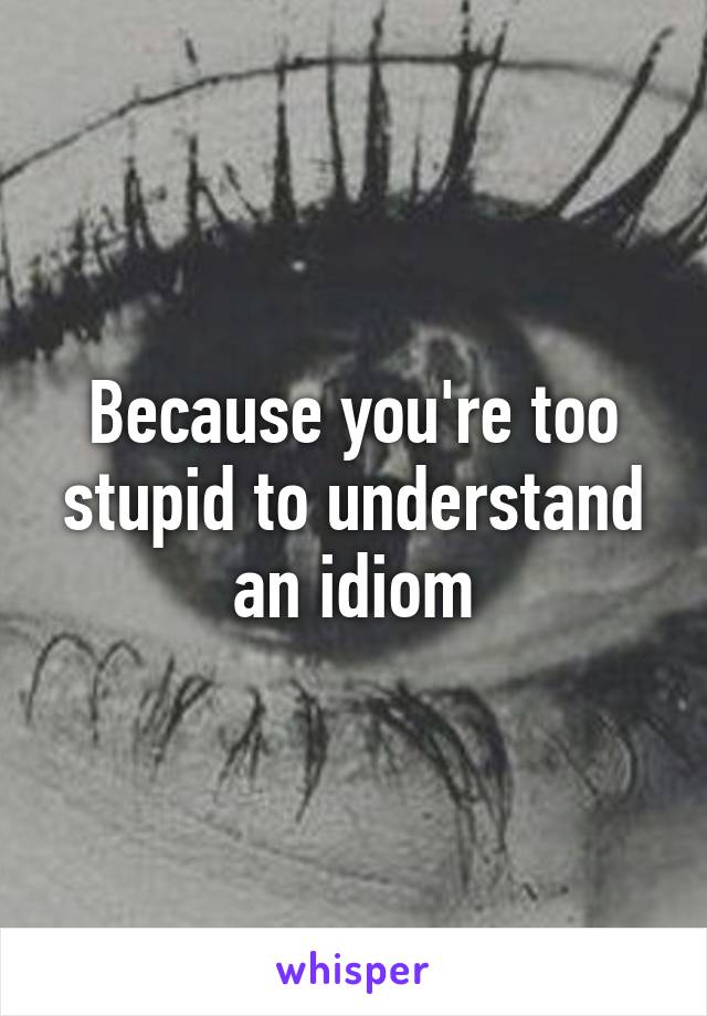 Because you're too stupid to understand an idiom