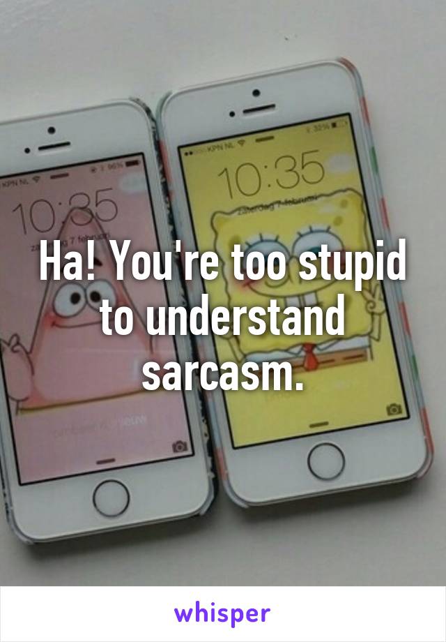 Ha! You're too stupid to understand sarcasm.