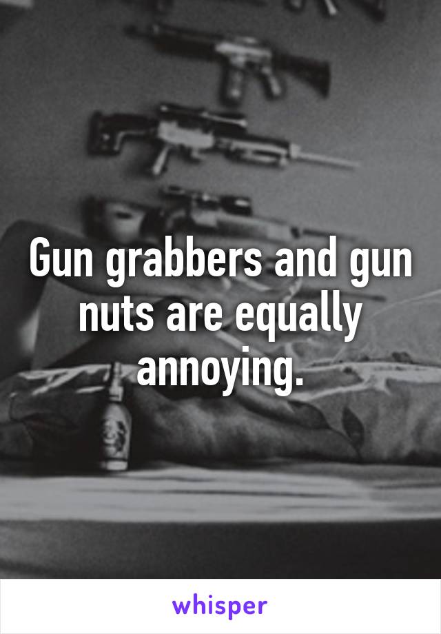 Gun grabbers and gun nuts are equally annoying.