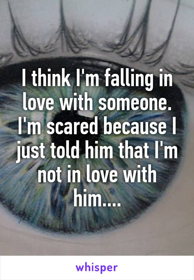 I think I'm falling in love with someone. I'm scared because I just told him that I'm not in love with him....