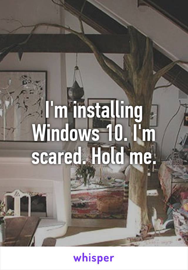 I'm installing Windows 10. I'm scared. Hold me.