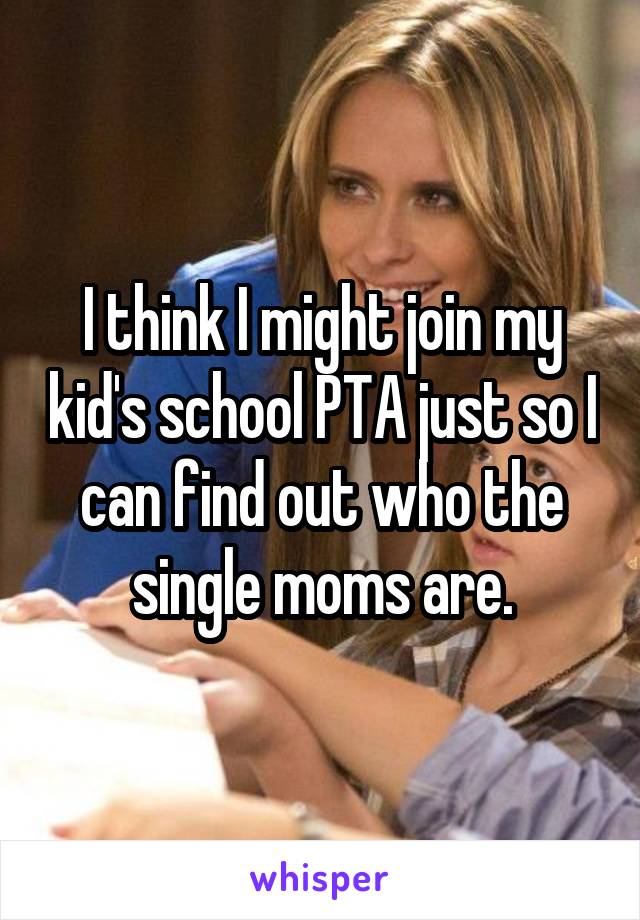 I think I might join my kid's school PTA just so I can find out who the single moms are.