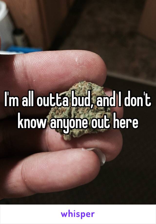 I'm all outta bud, and I don't know anyone out here