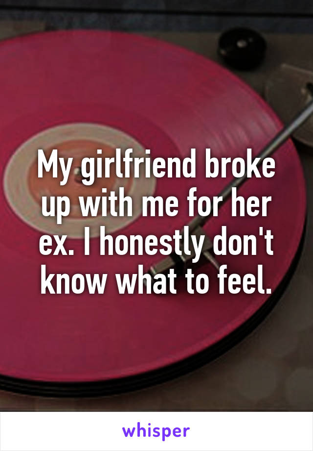 My girlfriend broke up with me for her ex. I honestly don't know what to feel.