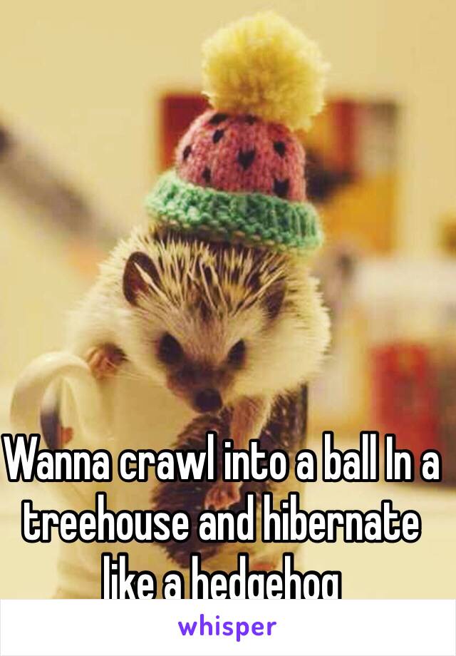 Wanna crawl into a ball In a treehouse and hibernate like a hedgehog 