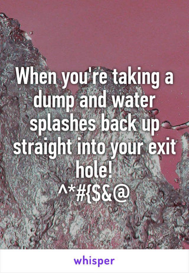 When you're taking a dump and water splashes back up straight into your exit hole!
^*#{$&@