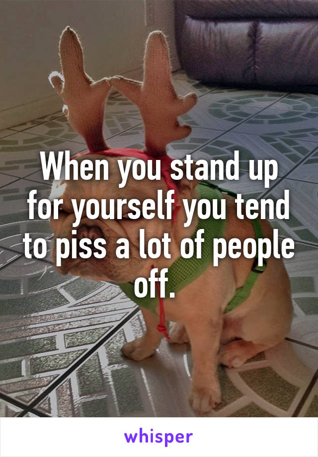 When you stand up for yourself you tend to piss a lot of people off. 