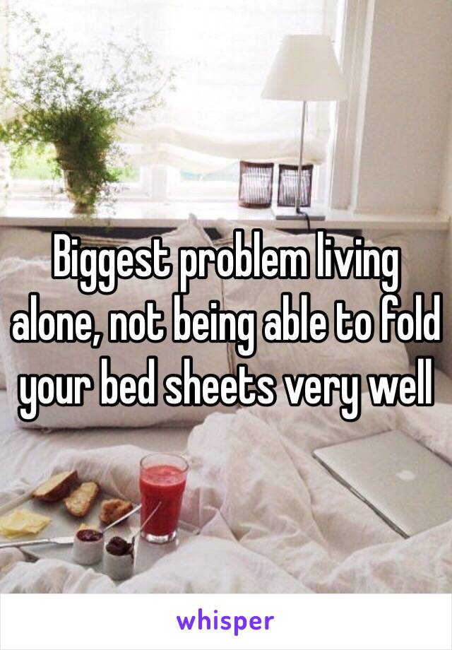 Biggest problem living alone, not being able to fold your bed sheets very well