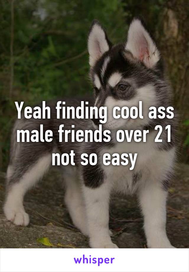 Yeah finding cool ass male friends over 21 not so easy