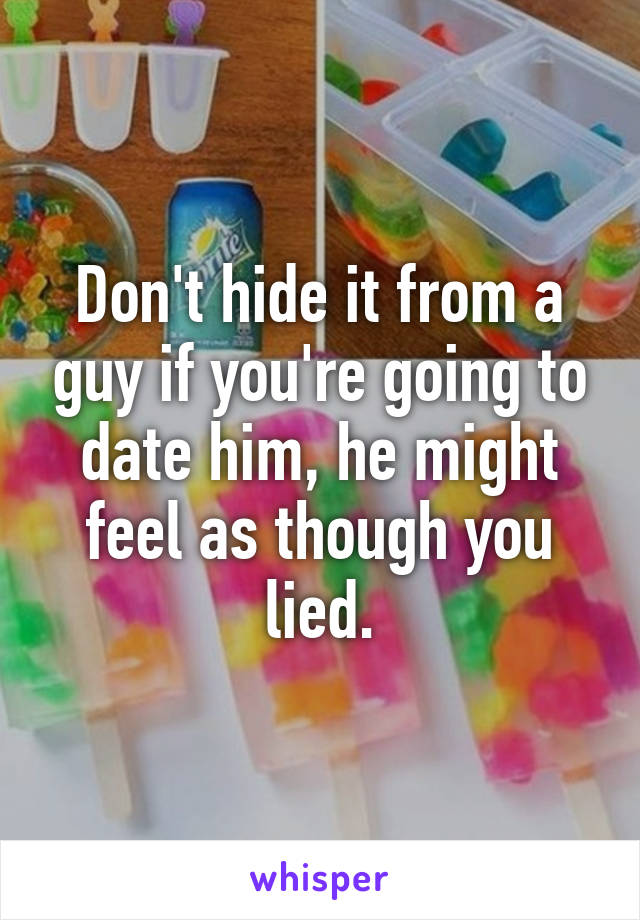 Don't hide it from a guy if you're going to date him, he might feel as though you lied.