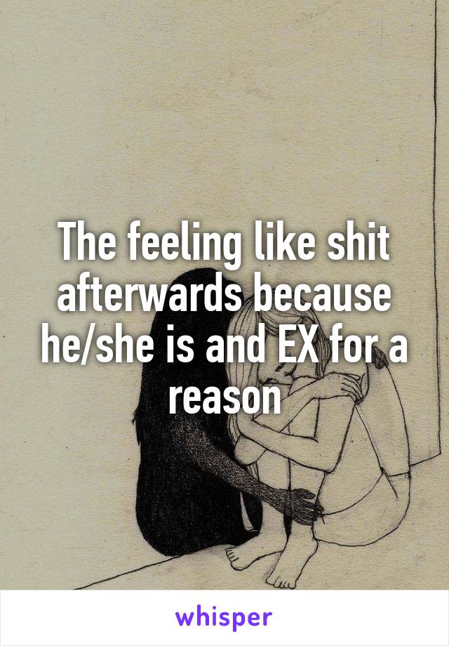 The feeling like shit afterwards because he/she is and EX for a reason