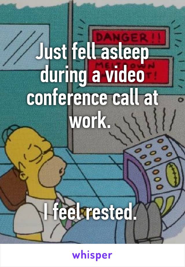 Just fell asleep during a video conference call at work. 



I feel rested. 