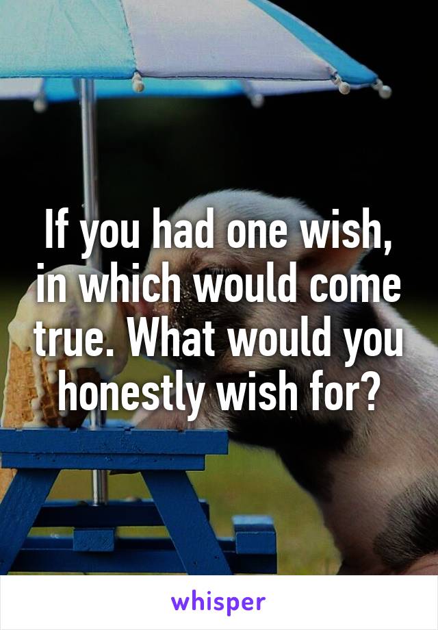 If you had one wish, in which would come true. What would you honestly wish for?