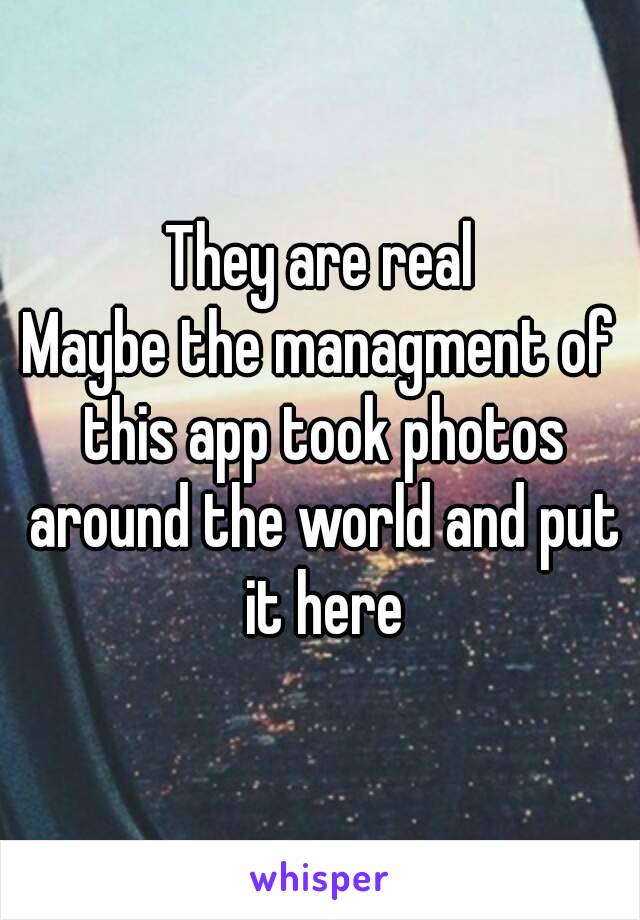 They are real
Maybe the managment of this app took photos around the world and put it here