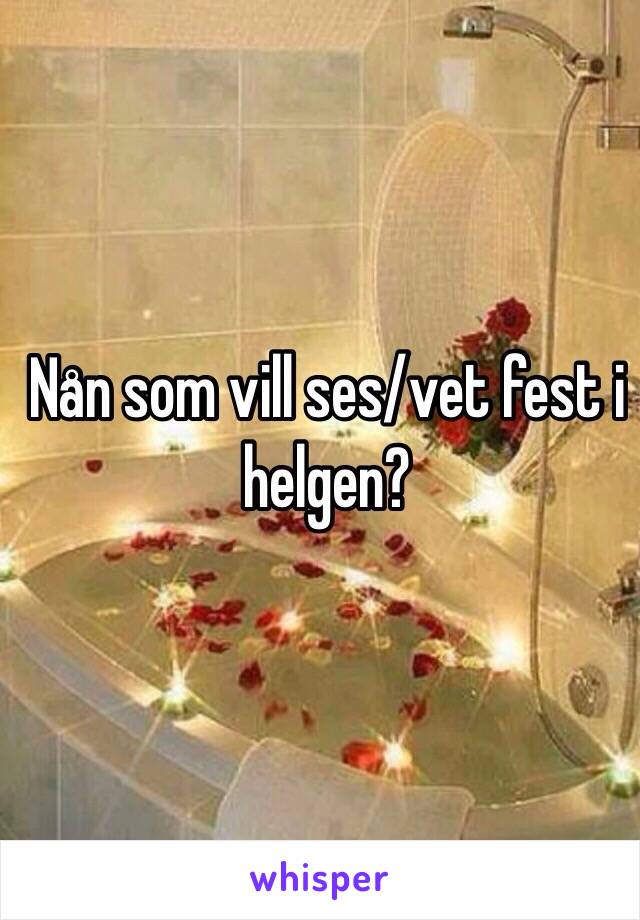 Nån som vill ses/vet fest i helgen? 