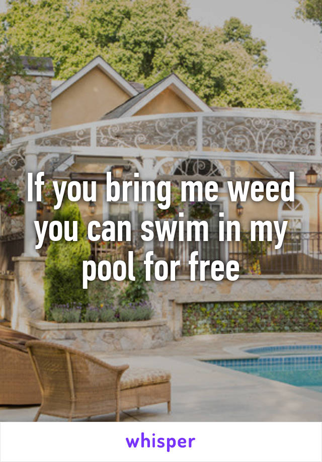 If you bring me weed you can swim in my pool for free