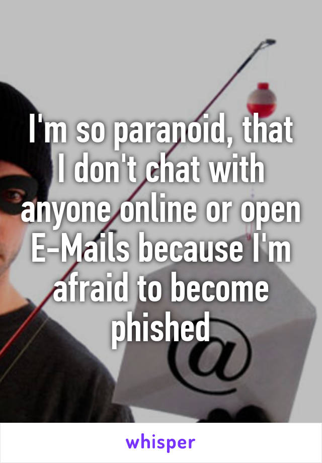 I'm so paranoid, that I don't chat with anyone online or open E-Mails because I'm afraid to become phished