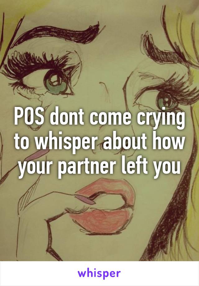 POS dont come crying to whisper about how your partner left you