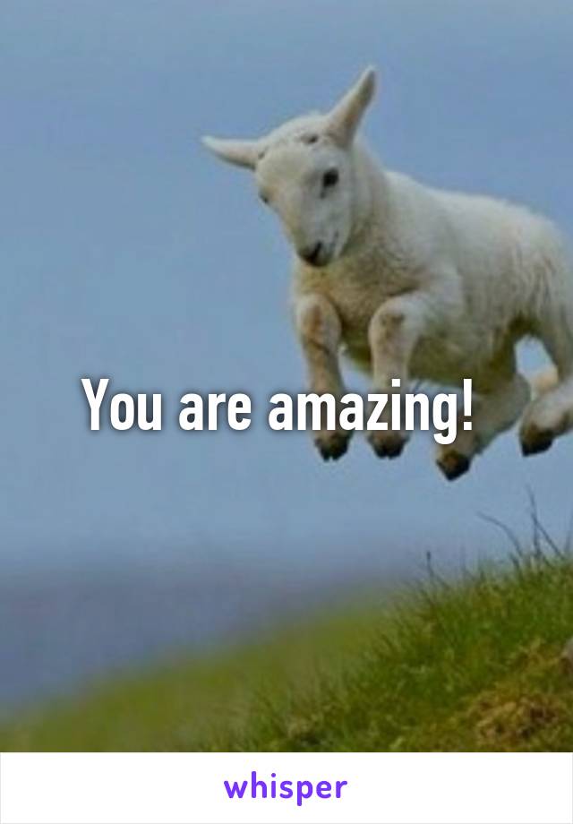 You are amazing! 