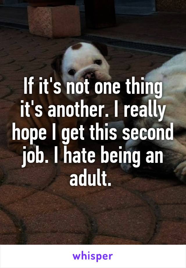 If it's not one thing it's another. I really hope I get this second job. I hate being an adult. 