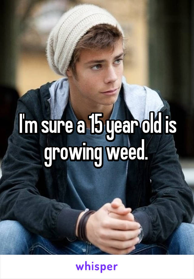 I'm sure a 15 year old is growing weed. 