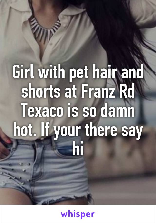 Girl with pet hair and shorts at Franz Rd Texaco is so damn hot. If your there say hi