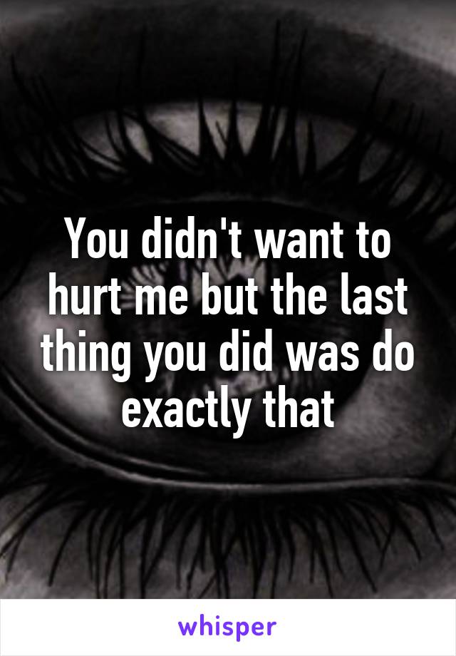 You didn't want to hurt me but the last thing you did was do exactly that