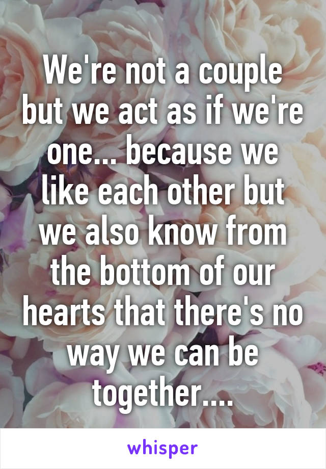 We're not a couple but we act as if we're one... because we like each other but we also know from the bottom of our hearts that there's no way we can be together....