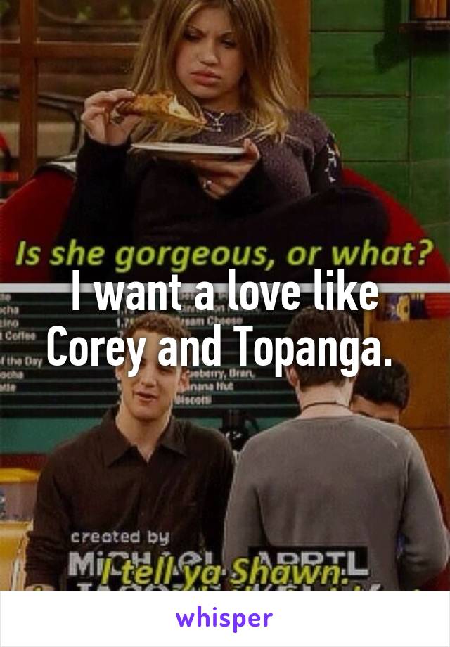 I want a love like Corey and Topanga. 