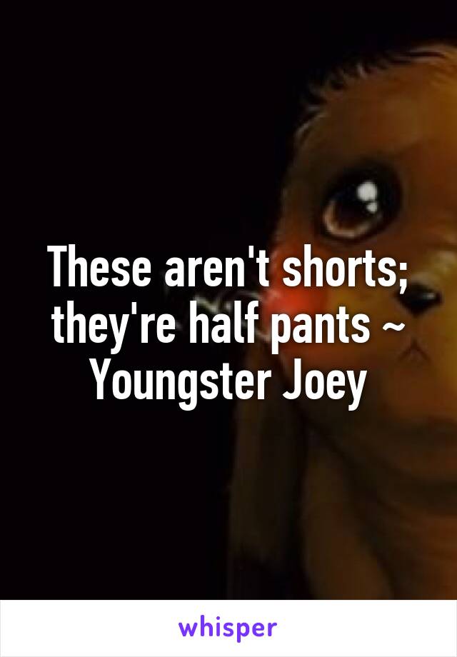 These aren't shorts; they're half pants ~ Youngster Joey