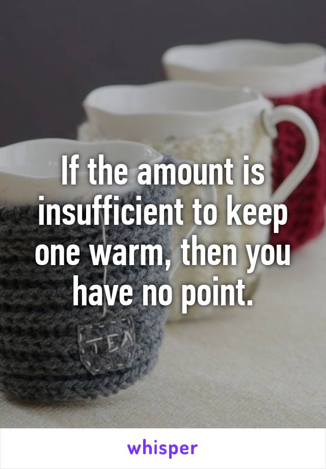 If the amount is insufficient to keep one warm, then you have no point.