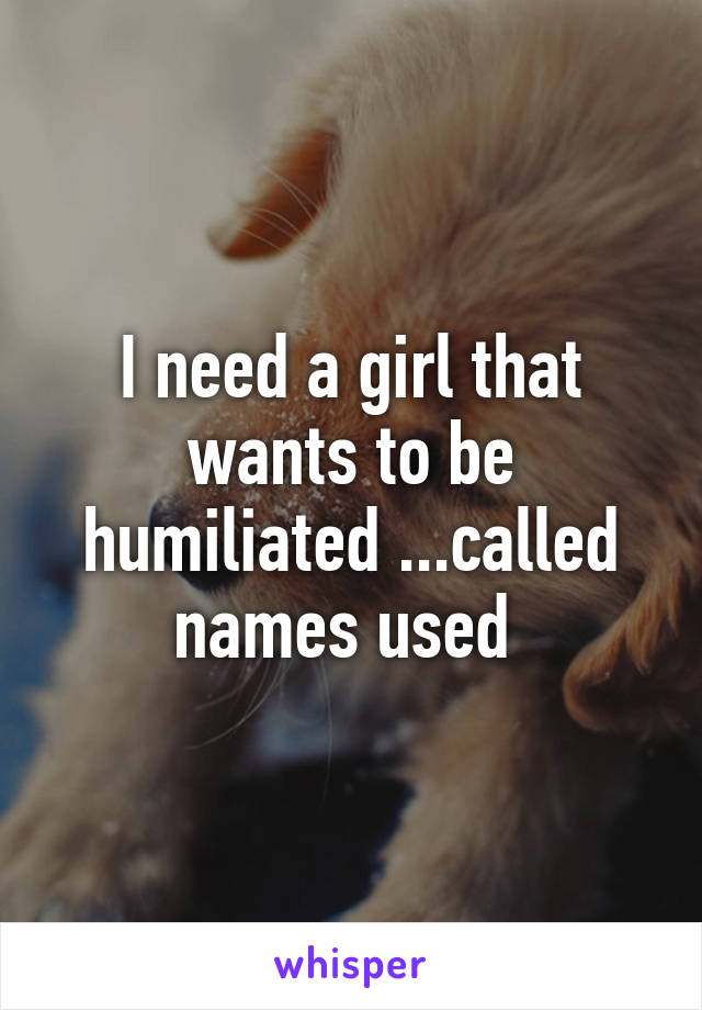 I need a girl that wants to be humiliated ...called names used 