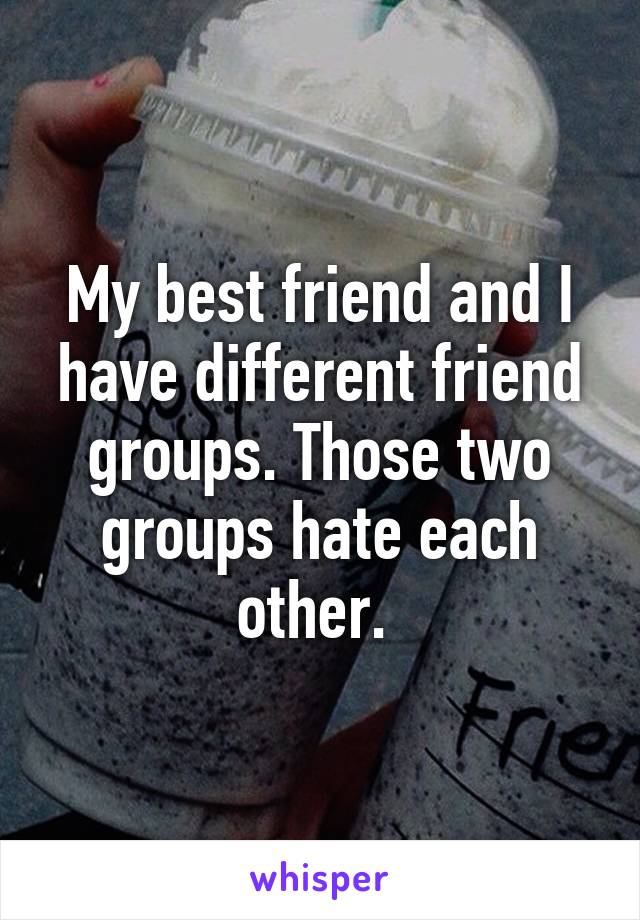 My best friend and I have different friend groups. Those two groups hate each other. 