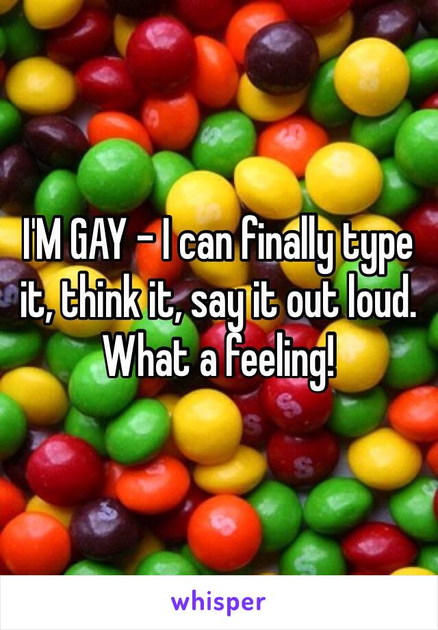 I'M GAY - I can finally type it, think it, say it out loud. What a feeling! 