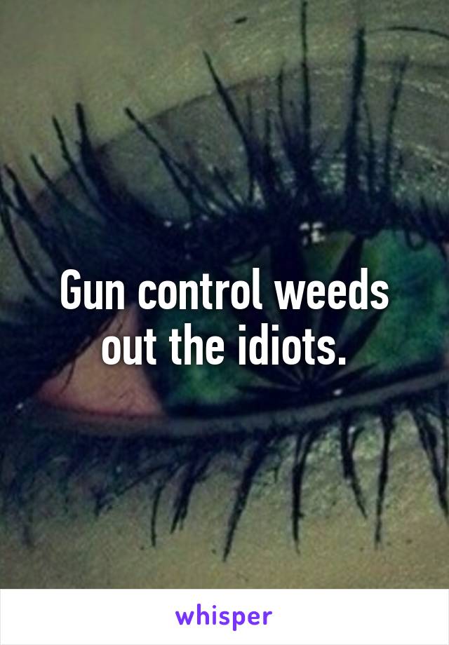 Gun control weeds out the idiots.