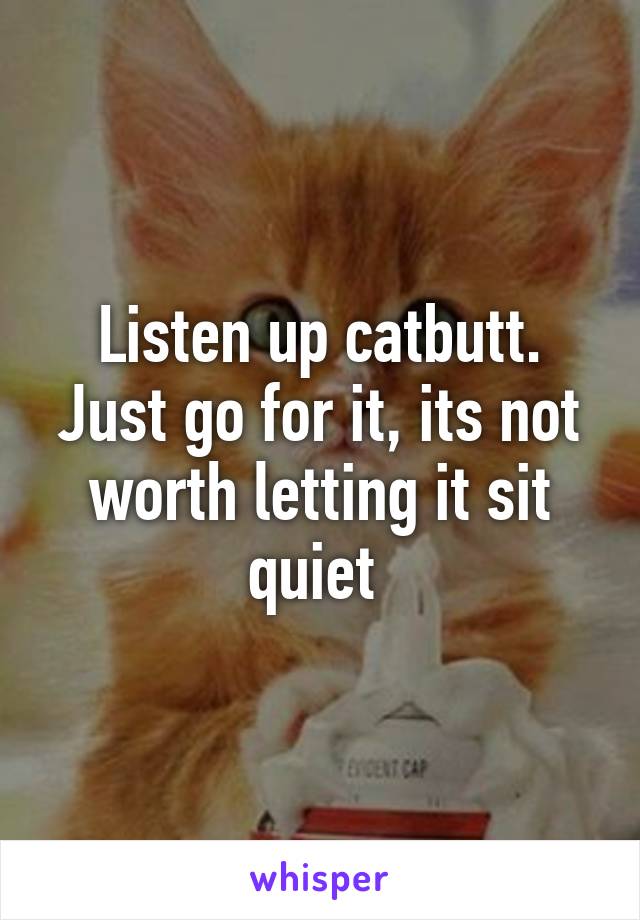 Listen up catbutt. Just go for it, its not worth letting it sit quiet 