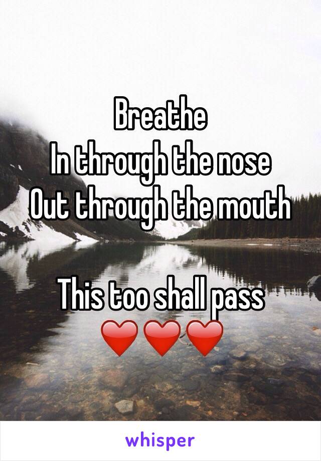 Breathe
In through the nose
Out through the mouth

This too shall pass
❤️❤️❤️