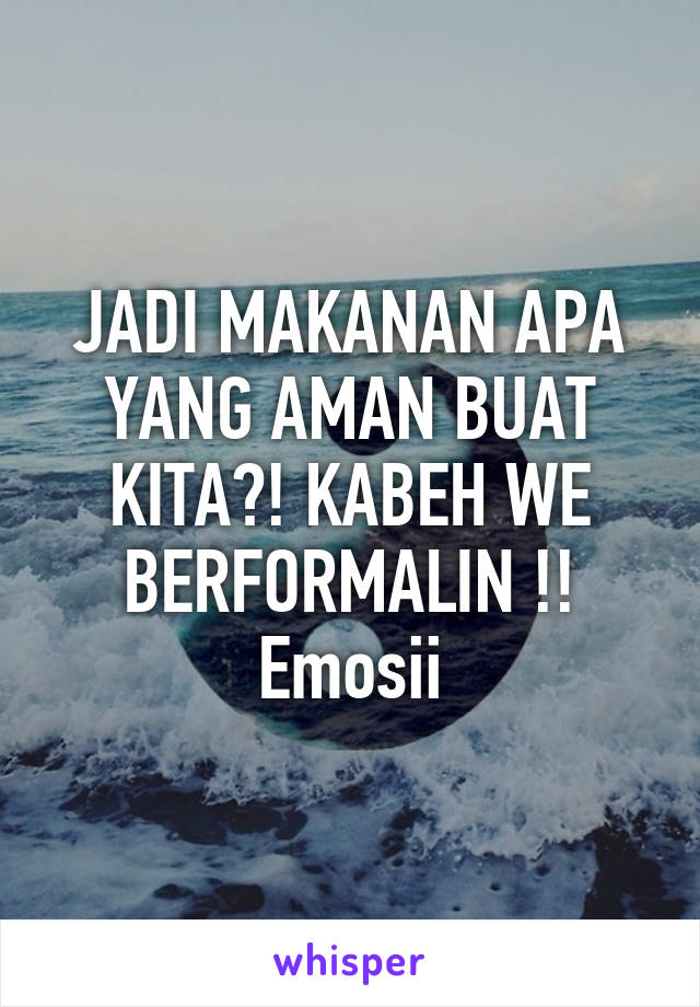 JADI MAKANAN APA YANG AMAN BUAT KITA?! KABEH WE BERFORMALIN !! Emosii