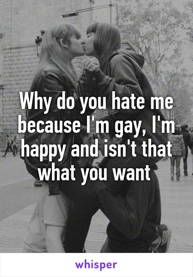 Why do you hate me because I'm gay, I'm happy and isn't that what you want 