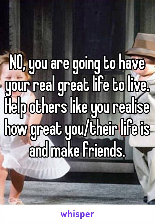 NO, you are going to have your real great life to live.  Help others like you realise how great you/their life is and make friends.