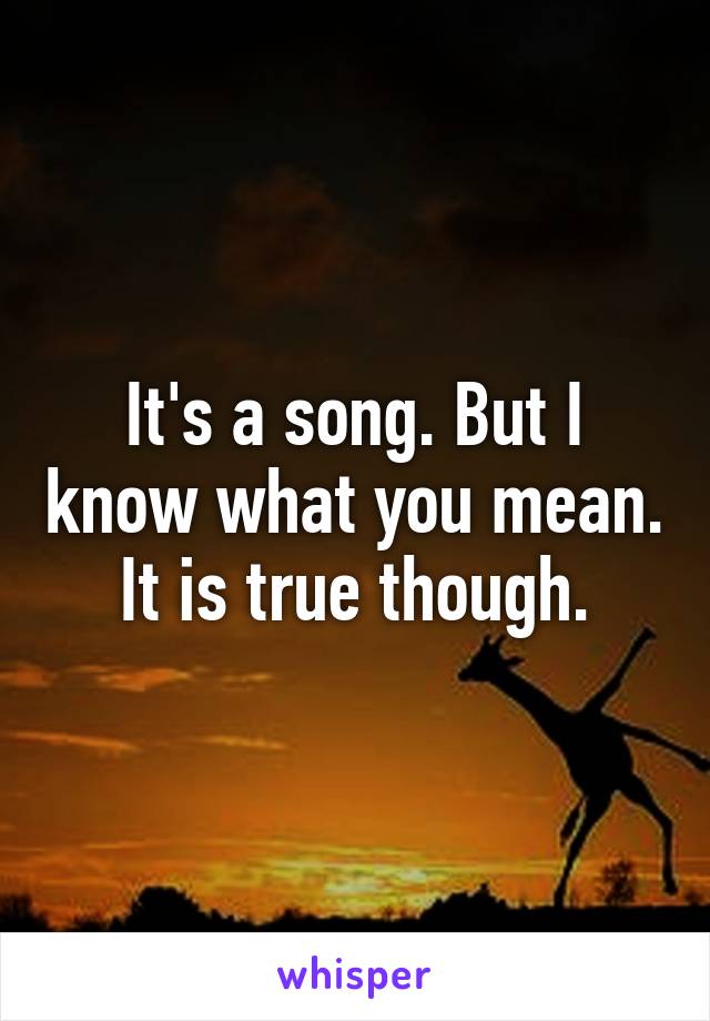 It's a song. But I know what you mean. It is true though.