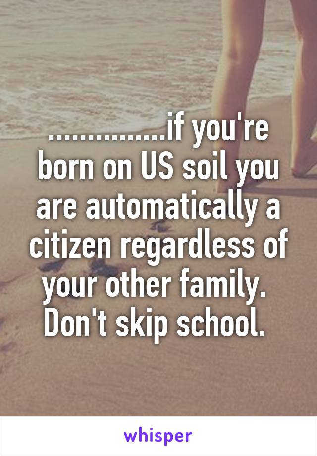 ...............if you're born on US soil you are automatically a citizen regardless of your other family. 
Don't skip school. 