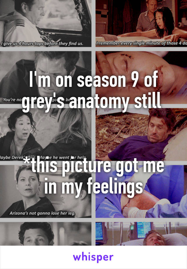 I'm on season 9 of grey's anatomy still 


*this picture got me in my feelings
