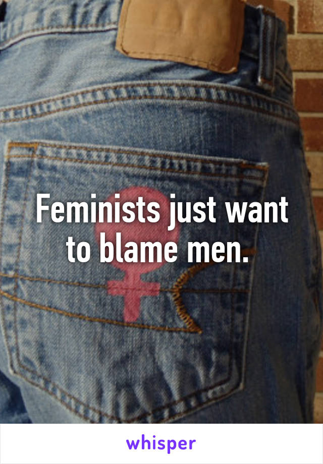 Feminists just want to blame men. 