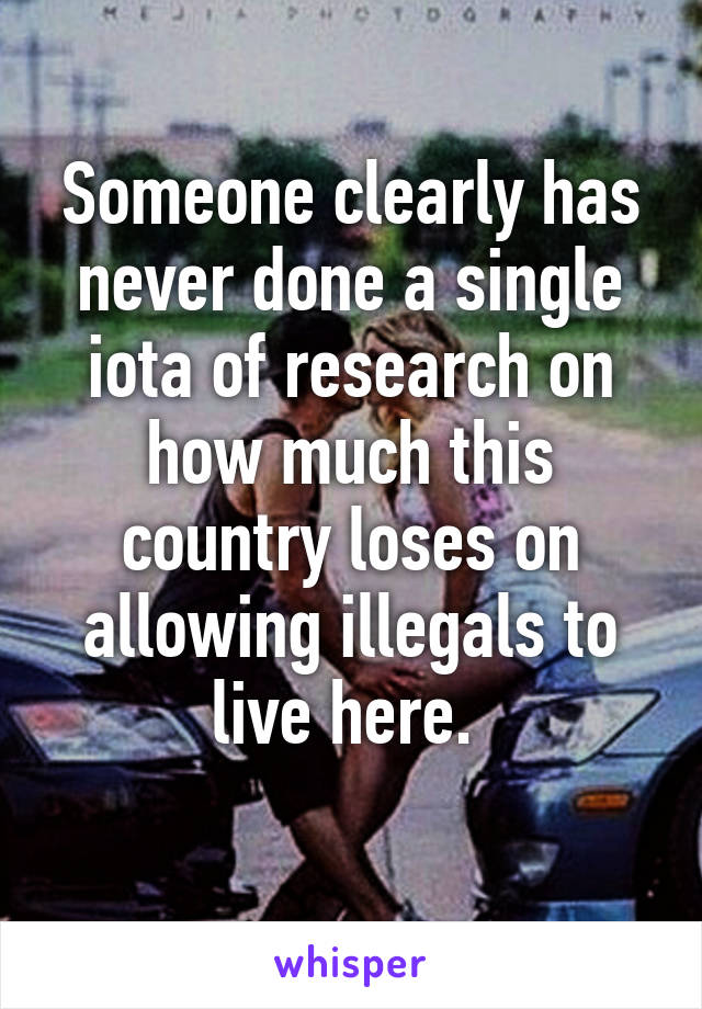 Someone clearly has never done a single iota of research on how much this country loses on allowing illegals to live here. 
