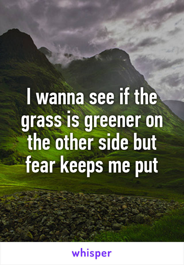 I wanna see if the grass is greener on the other side but fear keeps me put