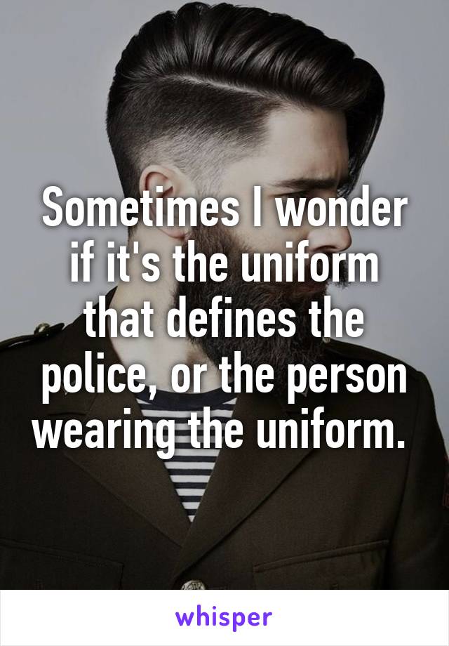 Sometimes I wonder if it's the uniform that defines the police, or the person wearing the uniform. 